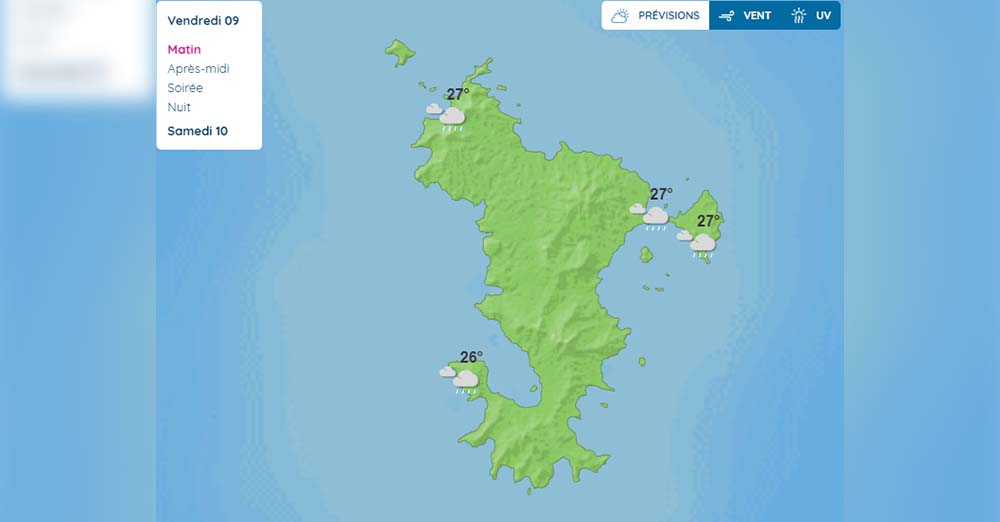 Capture d'écran site météo france Mayotte ce vendredi 09.02.24