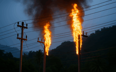 Incendie sous tension : des poteaux électriques s’embrasent à Ouangani