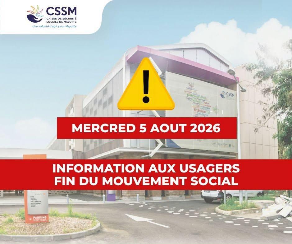 Post Facebook de la Caisse de sécurité sociale de Mayotte du 5 Aout 2026